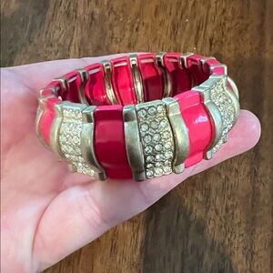 Pink Enamel Stretch Bracelet